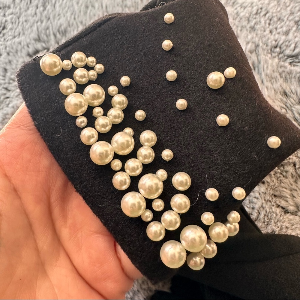 SOLD! Intrend by Max Mara Jersey Gloves with Pearls Size: 7.5 S/M Fall /Winter - Picture 8 of 16
